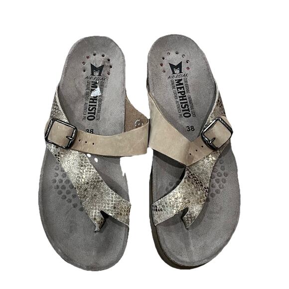 Mephisto Air-Relax Gray Python Strap Buckle Women's Sandals Size 38 - Picture 2 of 5